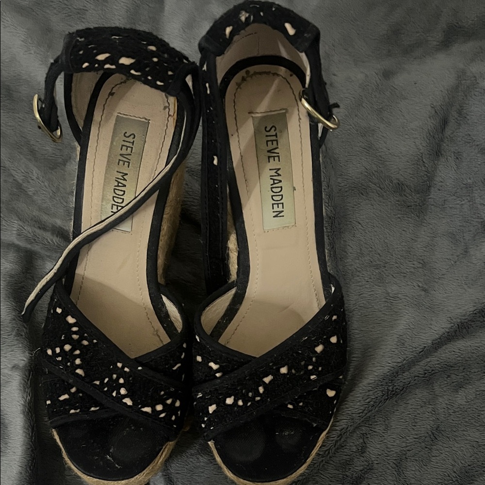 Steve Madden Black Espadrille Sandals